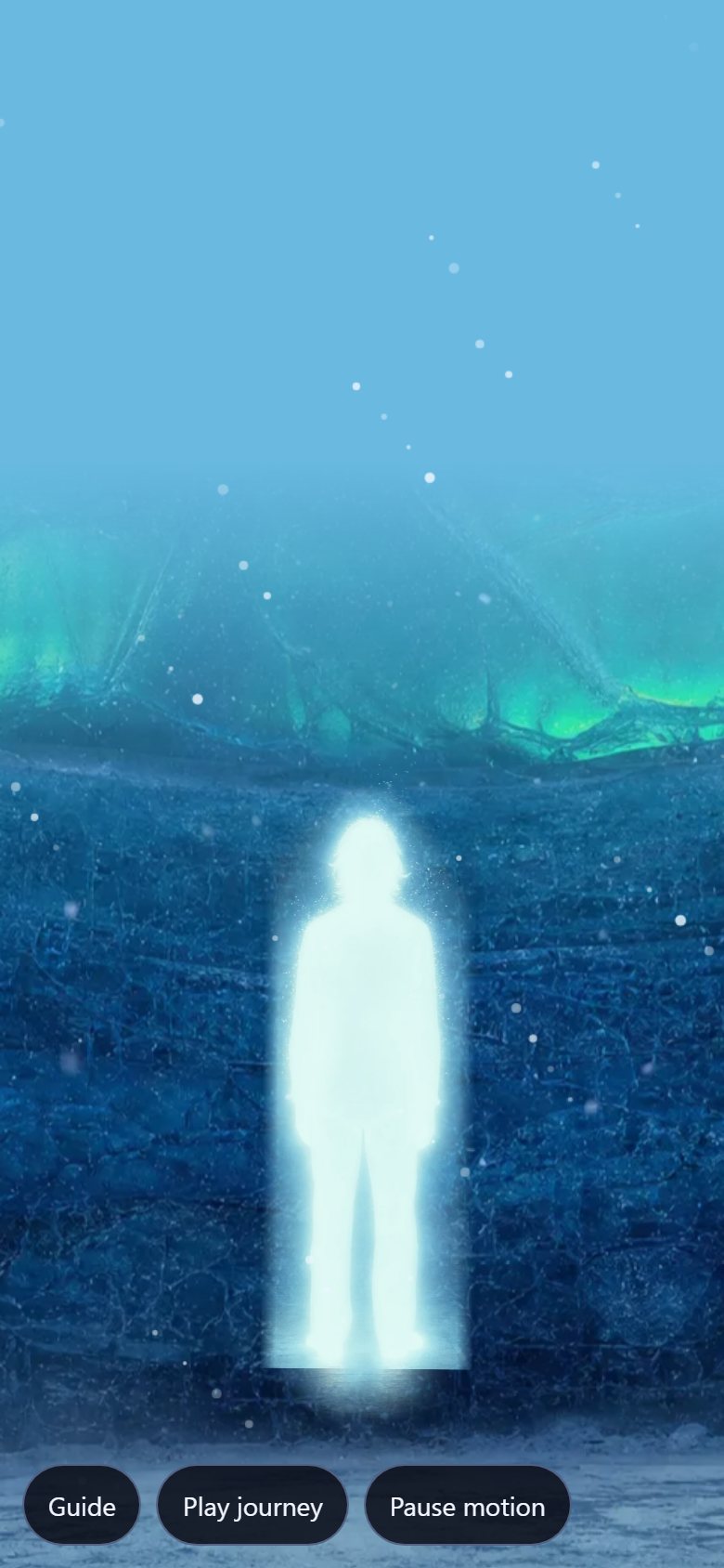 The preview on a phone: arriving in the ice cave
