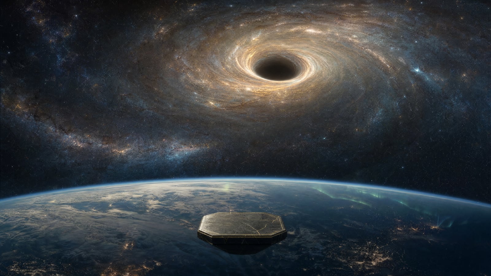 Space: the black hole, the Earth and the empty platform